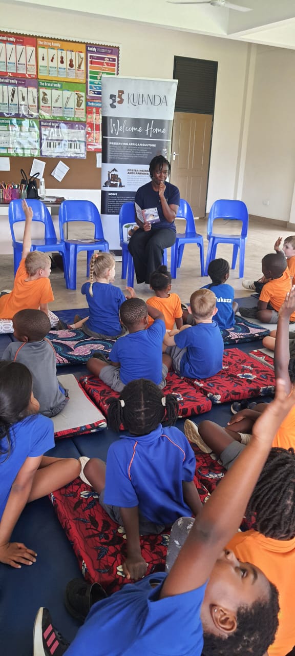 Hands up — questions after the story at Trident Prep - Lusaka