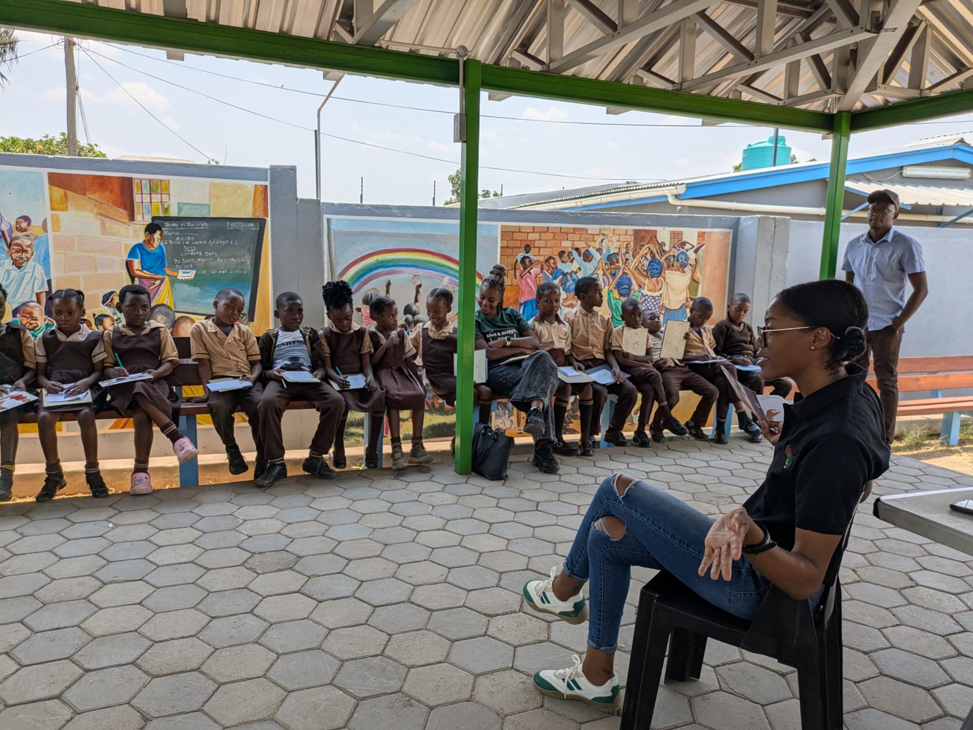 An outdoor lesson, at Impact One Initiative - Lusaka