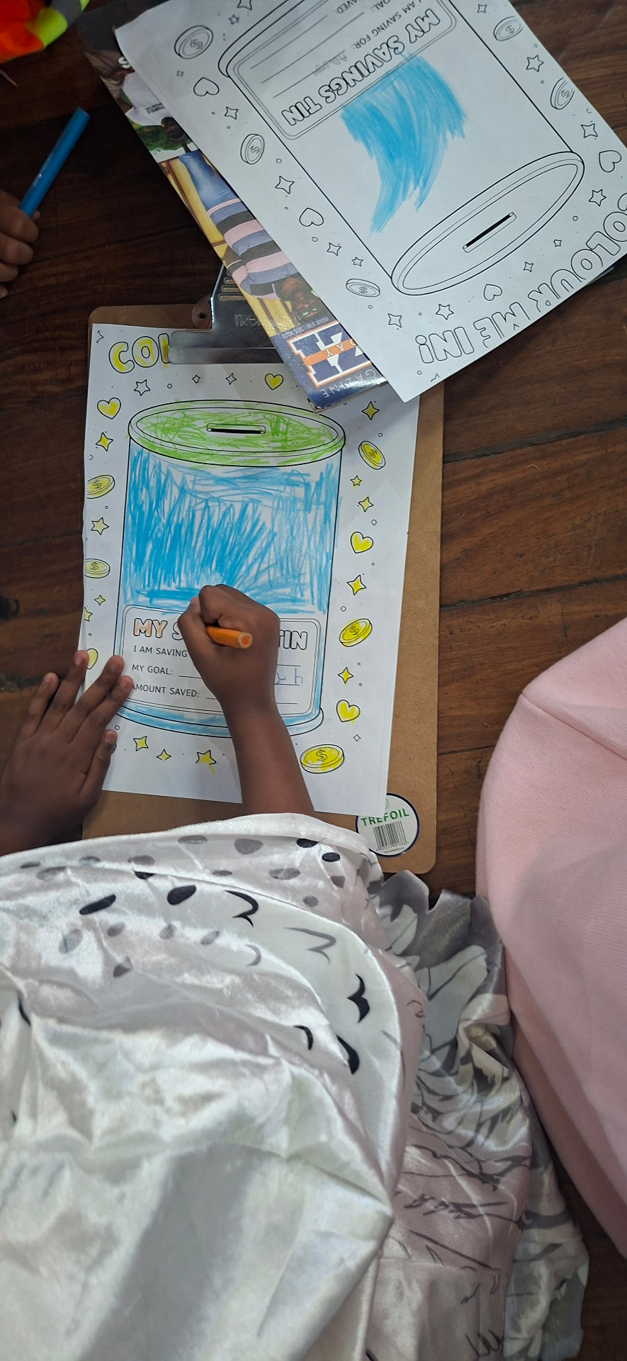 Colouring our savings tins at Simba International School - Ndola